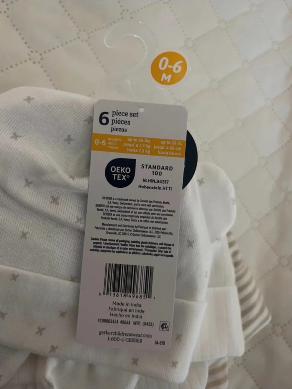 Gerber Neutral Stripe Baby Beanie Set - Beige & White